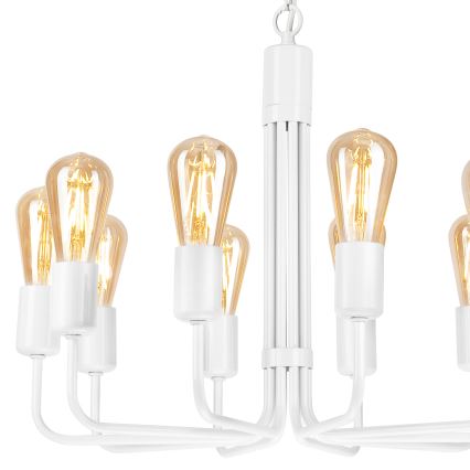 Candelabro suspenso TIFFANY 10xE27/60W/230V branco