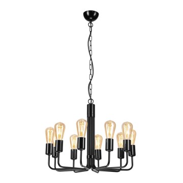 Candelabro suspenso TIFFANY 10xE27/60W/230V preto