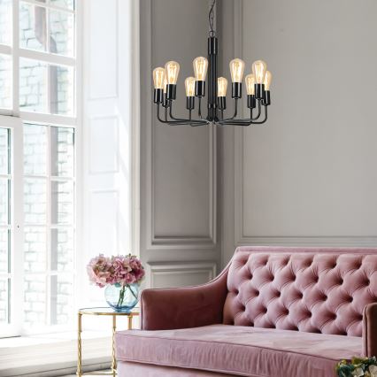 Candelabro suspenso TIFFANY 10xE27/60W/230V preto