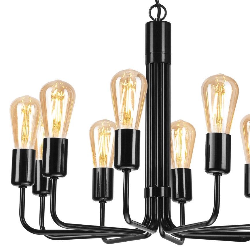 Candelabro suspenso TIFFANY 10xE27/60W/230V preto