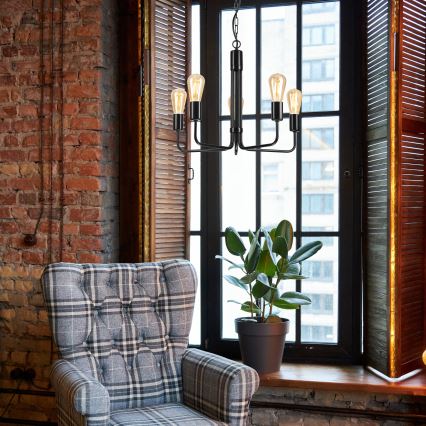 Candelabro suspenso TIFFANY 5xE27/60W/230V preto