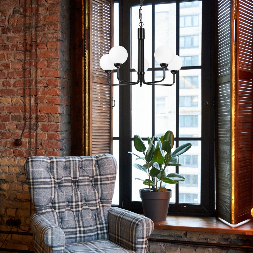 Candelabro suspenso TIFFY 5xG9/5W/230V preto