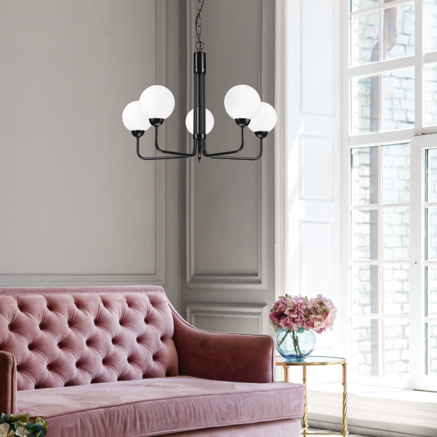 Candelabro suspenso TIFFY 5xG9/5W/230V preto