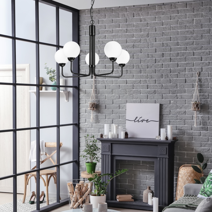 Candelabro suspenso TIFFY 5xG9/5W/230V preto