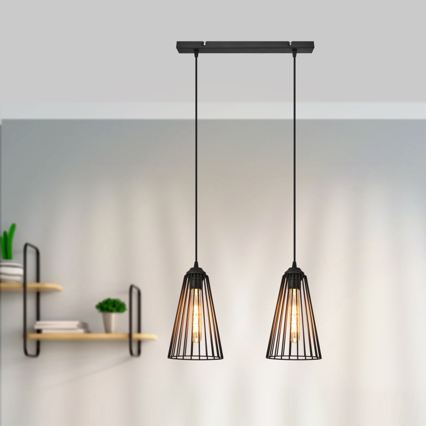 Candelabro suspenso TORRI 2xE27/15W/230V preto