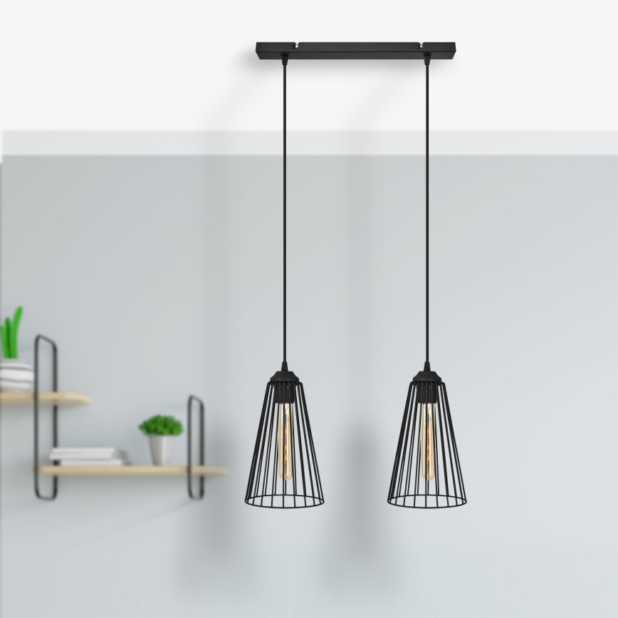 Candelabro suspenso TORRI 2xE27/15W/230V preto
