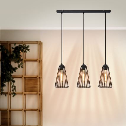 Candelabro suspenso TORRI 3xE27/15W/230V preto