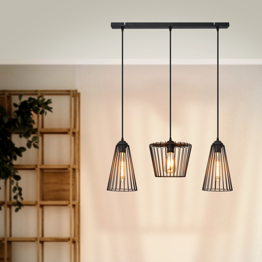 Candelabro suspenso TORRI 3xE27/15W/230V preto
