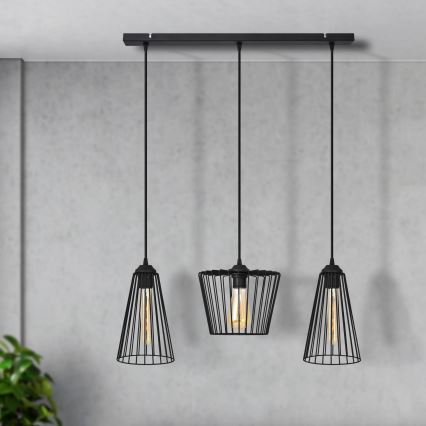 Candelabro suspenso TORRI 3xE27/15W/230V preto