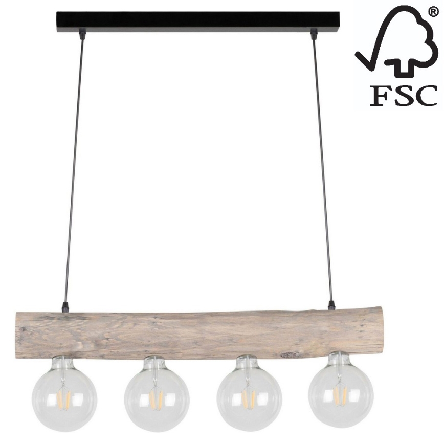 Candelabro suspenso TRABO 4xE27/60W/230V pinho - certificado por FSC