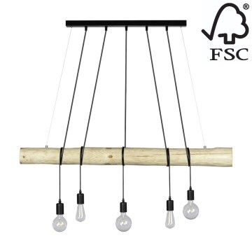 Candelabro suspenso TRABO 5xE27/60W/230V pinho - certificado por FSC