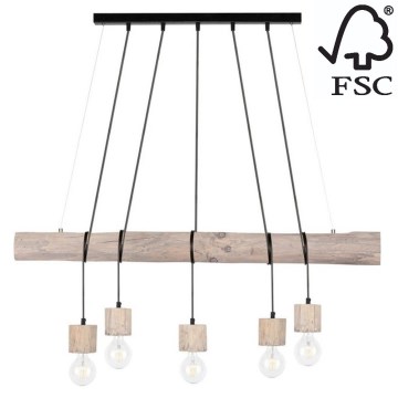 Candelabro suspenso TRABO 5xE27/60W/230V pinho - certificado por FSC