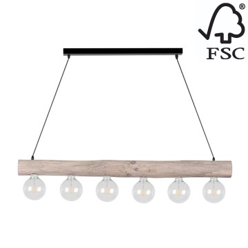 Candelabro suspenso TRABO 6xE27/60W/230V pinho - certificado por FSC