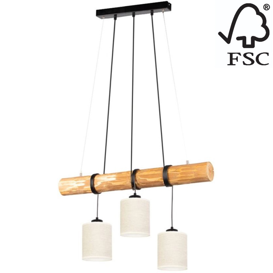 Candelabro suspenso TRENO 3xE27/25W/230V pinho – FSC certificado