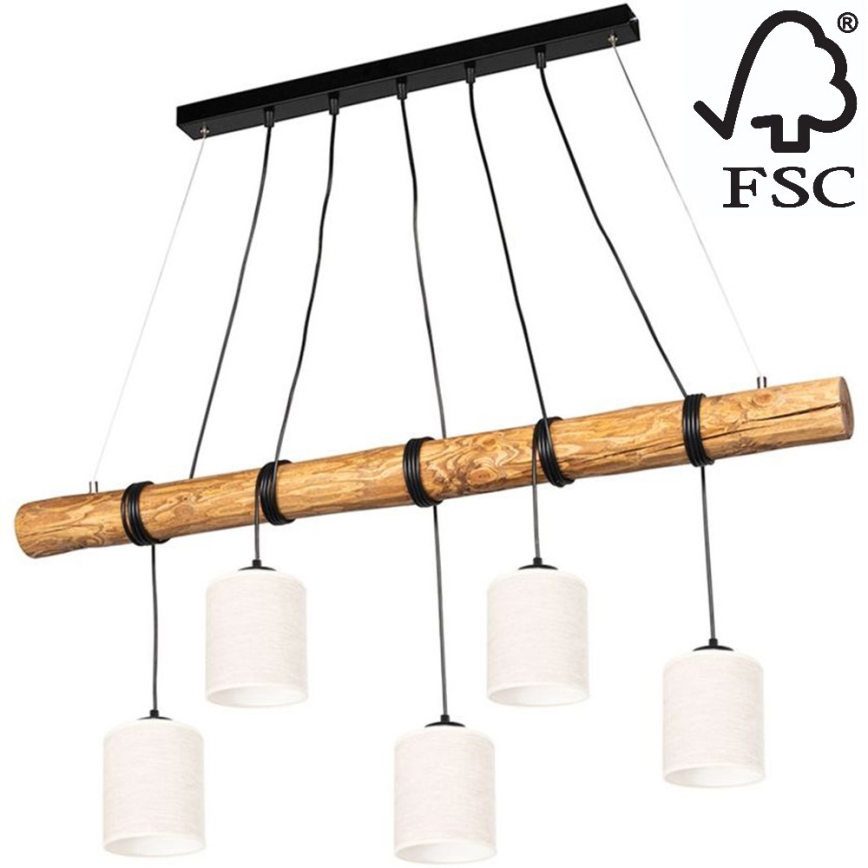 Candelabro suspenso TRENO 5xE27/25W/230V pinho – FSC certificado