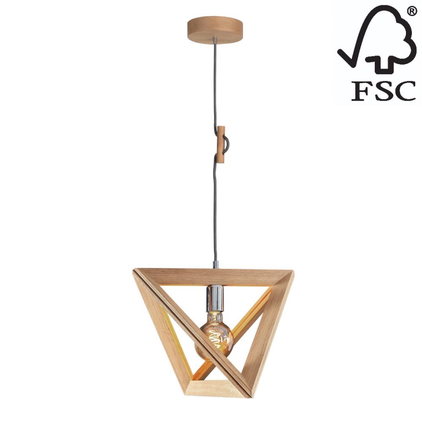 Candelabro suspenso TRIGONON 1xE27/60W/230V carvalho mate - certificado por FSC