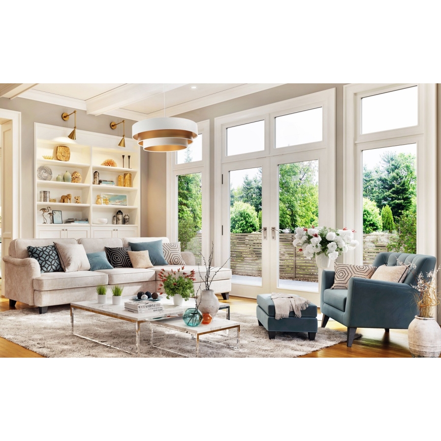 Candelabro suspenso TRINITI 1xE27/60W/230V branco/dourado