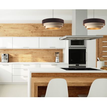 Candelabro suspenso TRINITI 1xE27/60W/230V castanho/bege/dourado