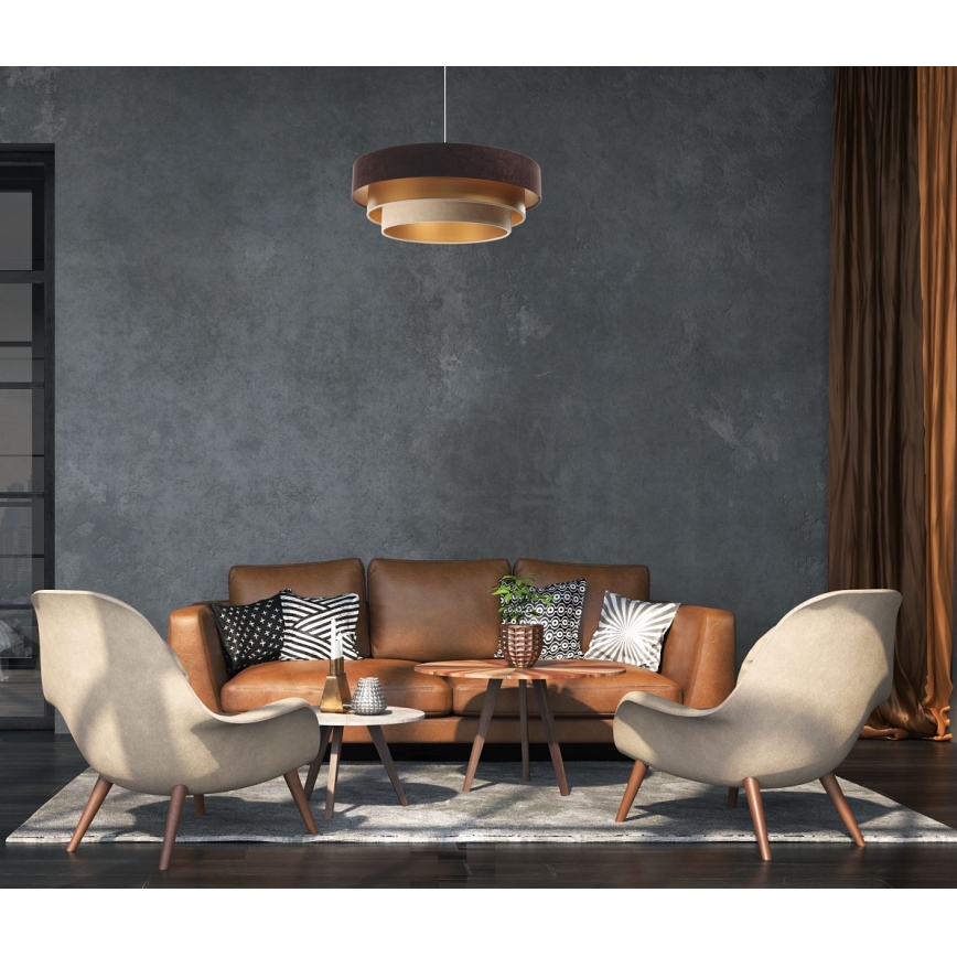 Candelabro suspenso TRINITI 1xE27/60W/230V castanho/dourado/bege