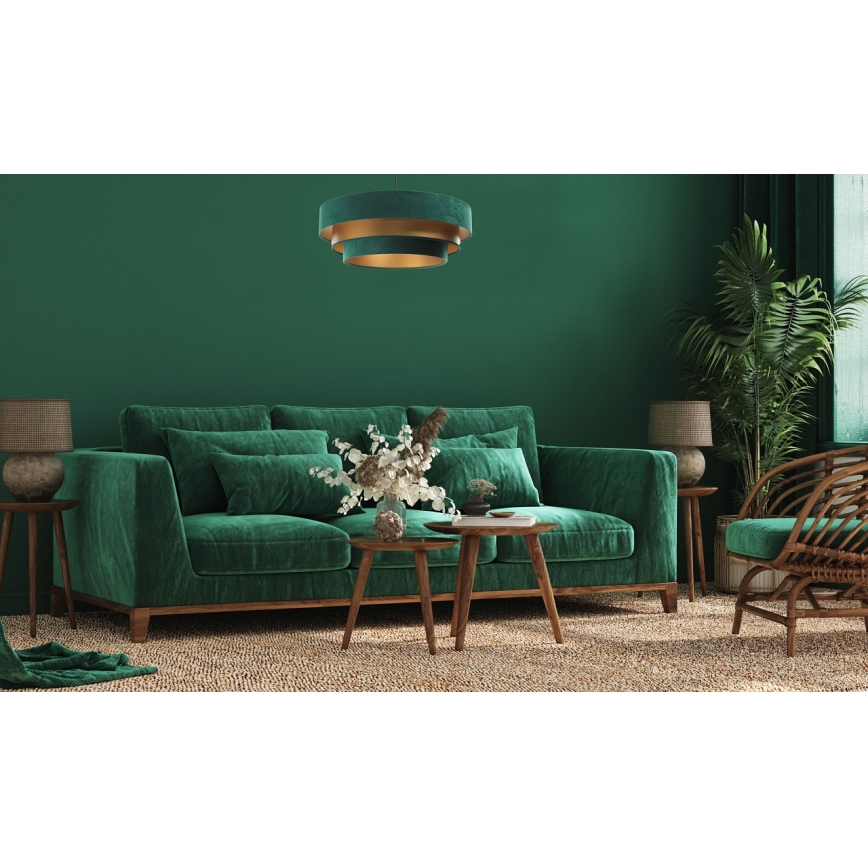 Candelabro suspenso TRINITI 1xE27/60W/230V verde/dourado