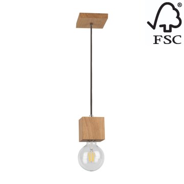 Candelabro suspenso TRONGO 1xE27/60W/230V carvalho - certificado por FSC