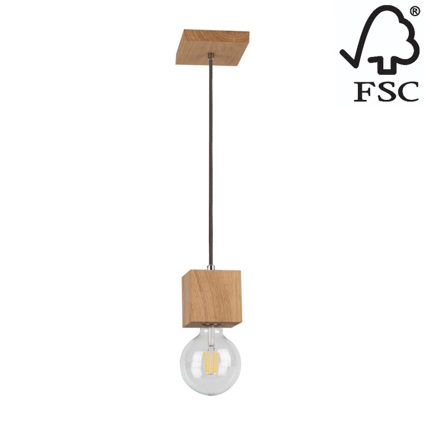 Candelabro suspenso TRONGO 1xE27/60W/230V carvalho - certificado por FSC