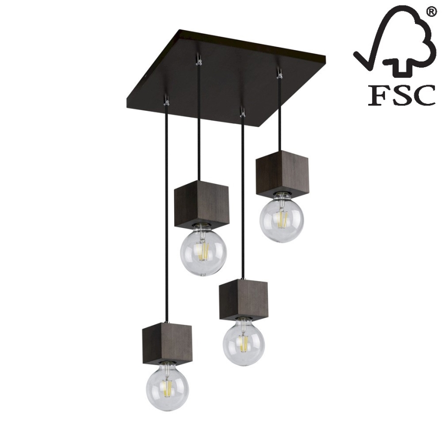 Candelabro suspenso TRONGO ROUND 4xE27/60W/230V faia - certificado por FSC