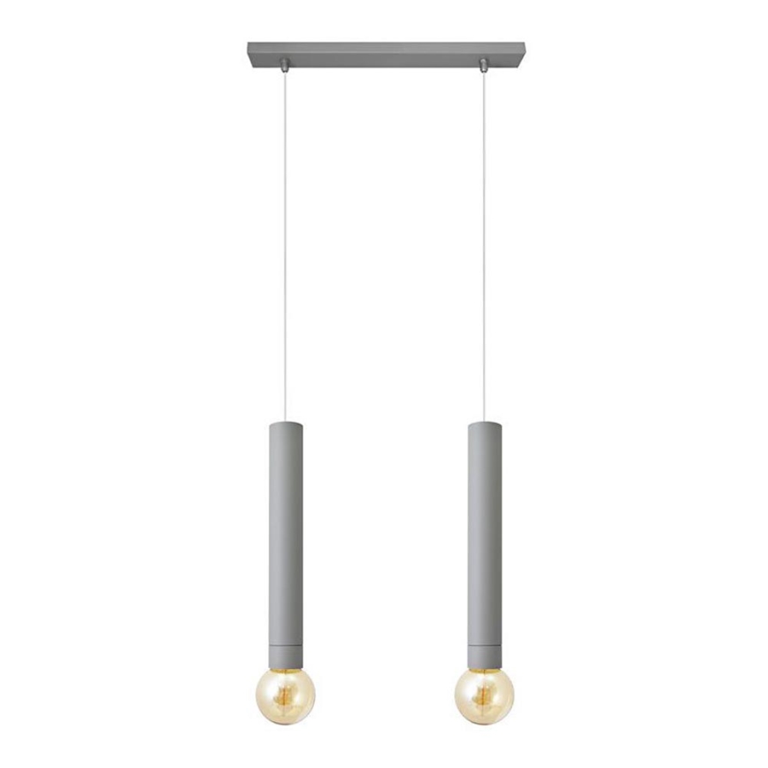 Candelabro suspenso TUBA 2xE27/15W/230V cinzento