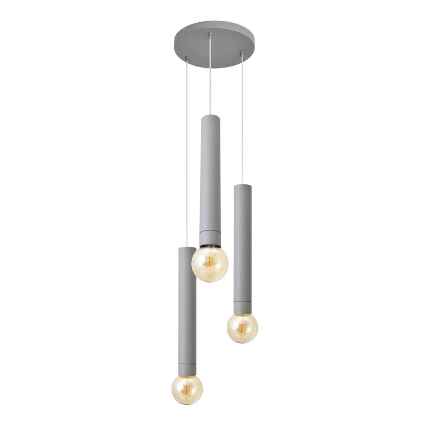 Candelabro suspenso TUBA 3xE27/15W/230V cinzento