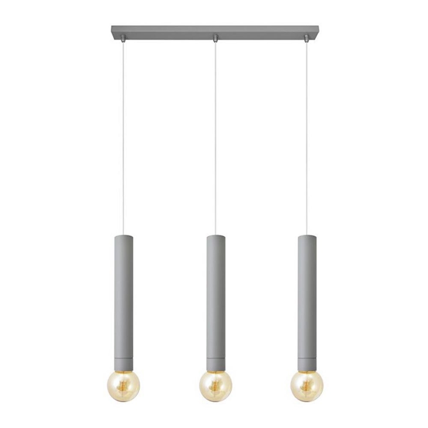 Candelabro suspenso TUBA 3xE27/15W/230V cinzento