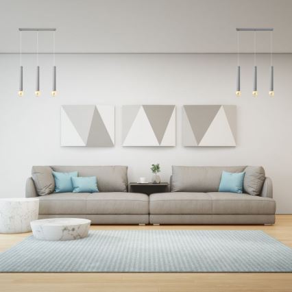Candelabro suspenso TUBA 3xE27/15W/230V cinzento