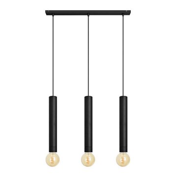 Candelabro suspenso TUBA 3xE27/15W/230V preto