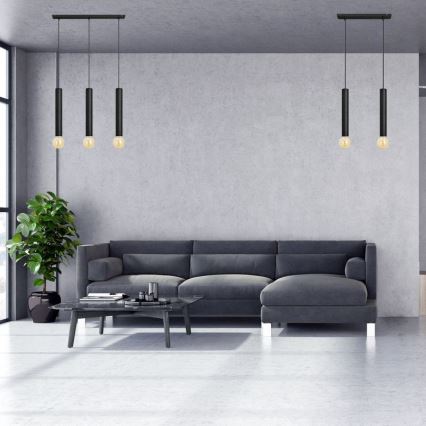 Candelabro suspenso TUBA 3xE27/15W/230V preto
