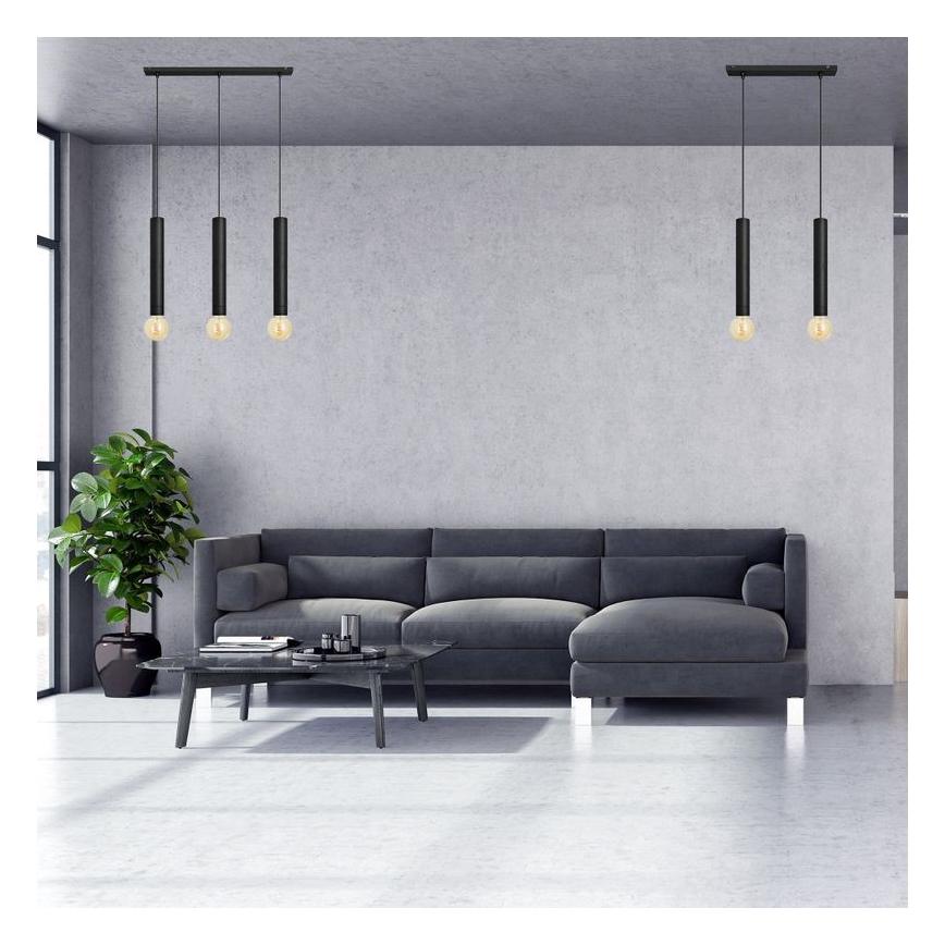 Candelabro suspenso TUBA 3xE27/15W/230V preto