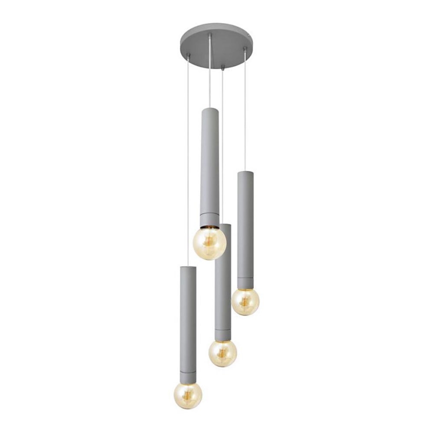 Candelabro suspenso TUBA 4xE27/15W/230V cinzento