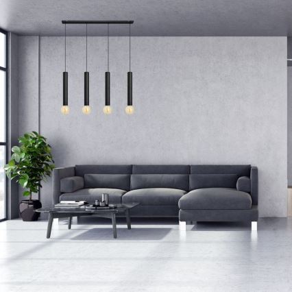 Candelabro suspenso TUBA 4xE27/15W/230V preto