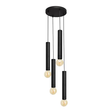 Candelabro suspenso TUBA 4xE27/15W/230V preto