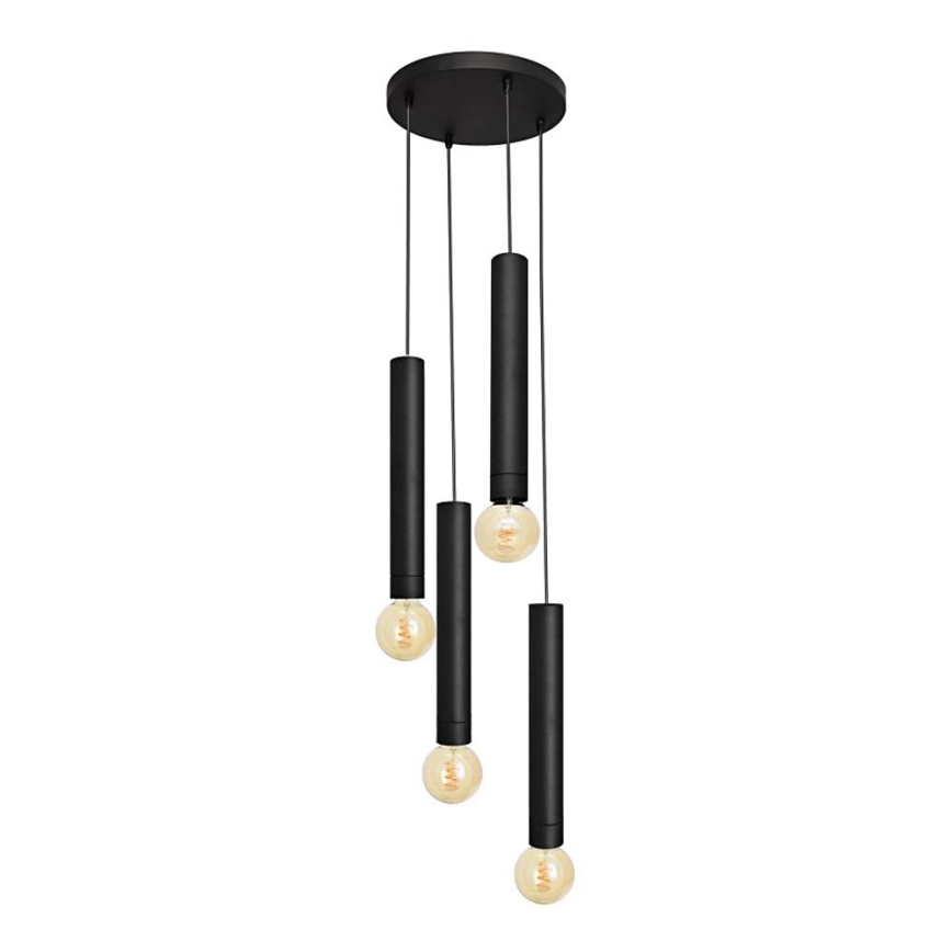 Candelabro suspenso TUBA 4xE27/15W/230V preto
