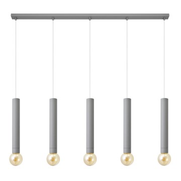 Candelabro suspenso TUBA 5xE27/15W/230V cinzento