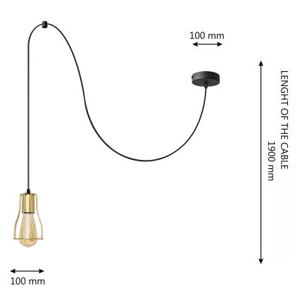 Candelabro suspenso TUBE 1xE27/15W/230V preto/dourada