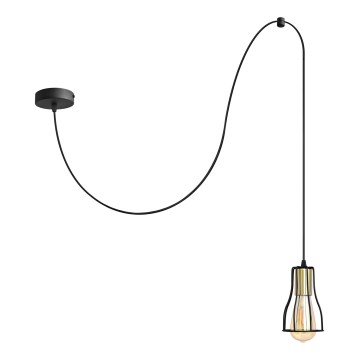 Candelabro suspenso TUBE 1xE27/15W/230V preto/dourada