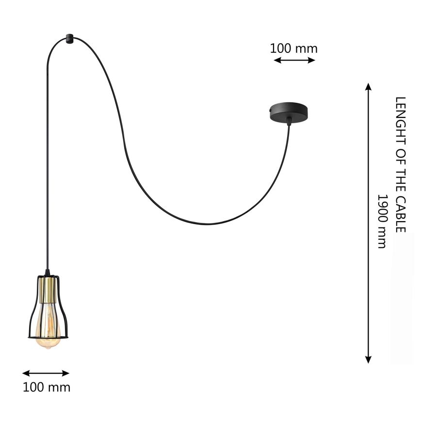 Candelabro suspenso TUBE 1xE27/15W/230V preto/dourada