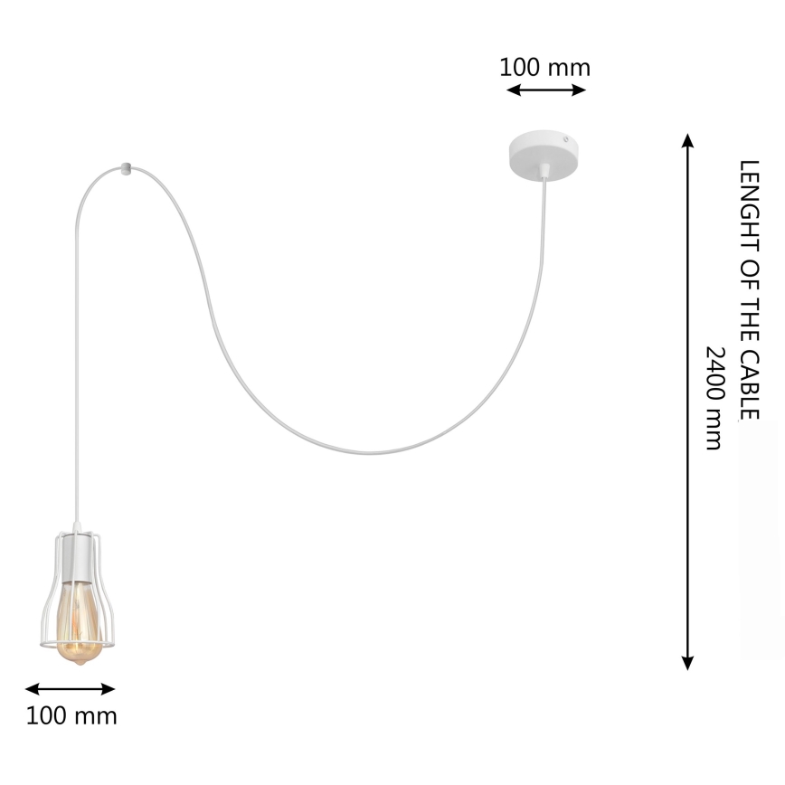 Candelabro suspenso TUBE LONG 1xE27/15W/230V branco