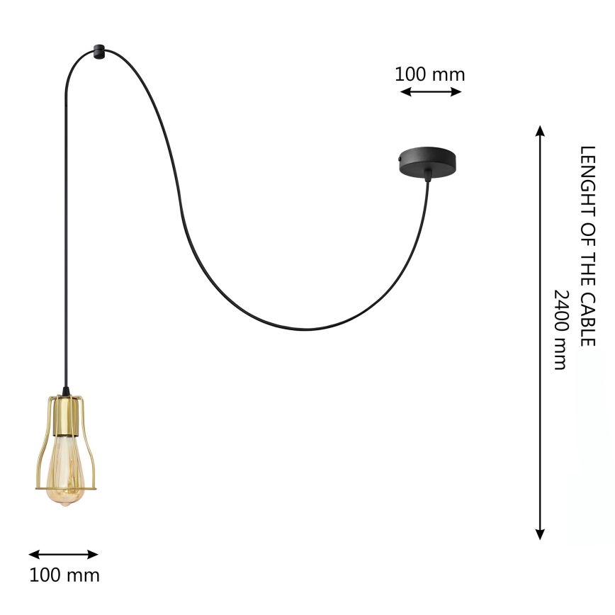 Candelabro suspenso TUBE LONG 1xE27/15W/230V preto/dourada