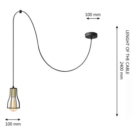 Candelabro suspenso TUBE LONG 1xE27/15W/230V preto/dourada