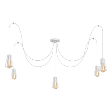 Candelabro suspenso TUBE LONG 5xE27/10W/230V branco