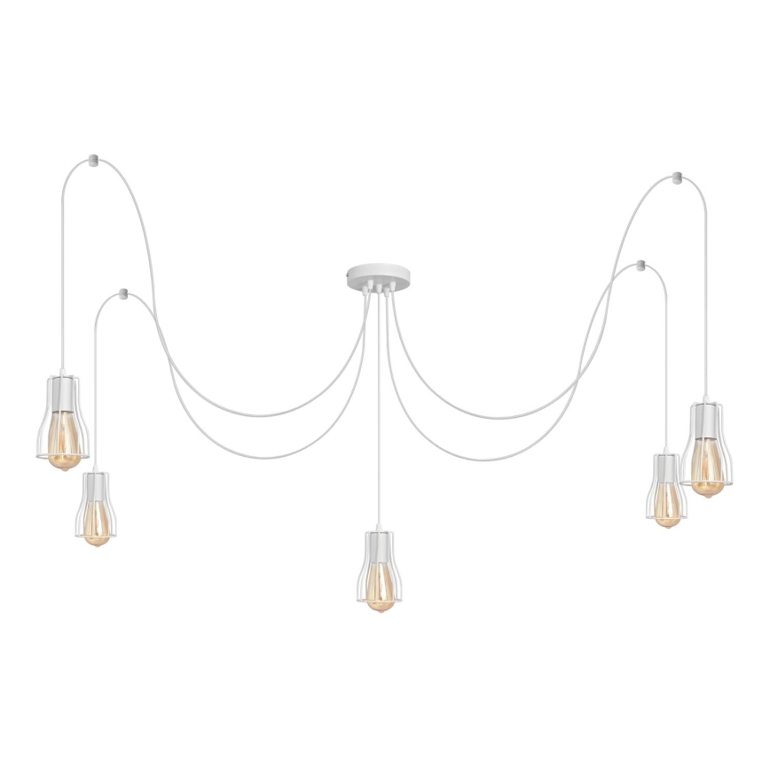 Candelabro suspenso TUBE LONG 5xE27/10W/230V branco