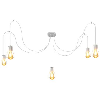 Candelabro suspenso TUBE LONG 5xE27/10W/230V branco
