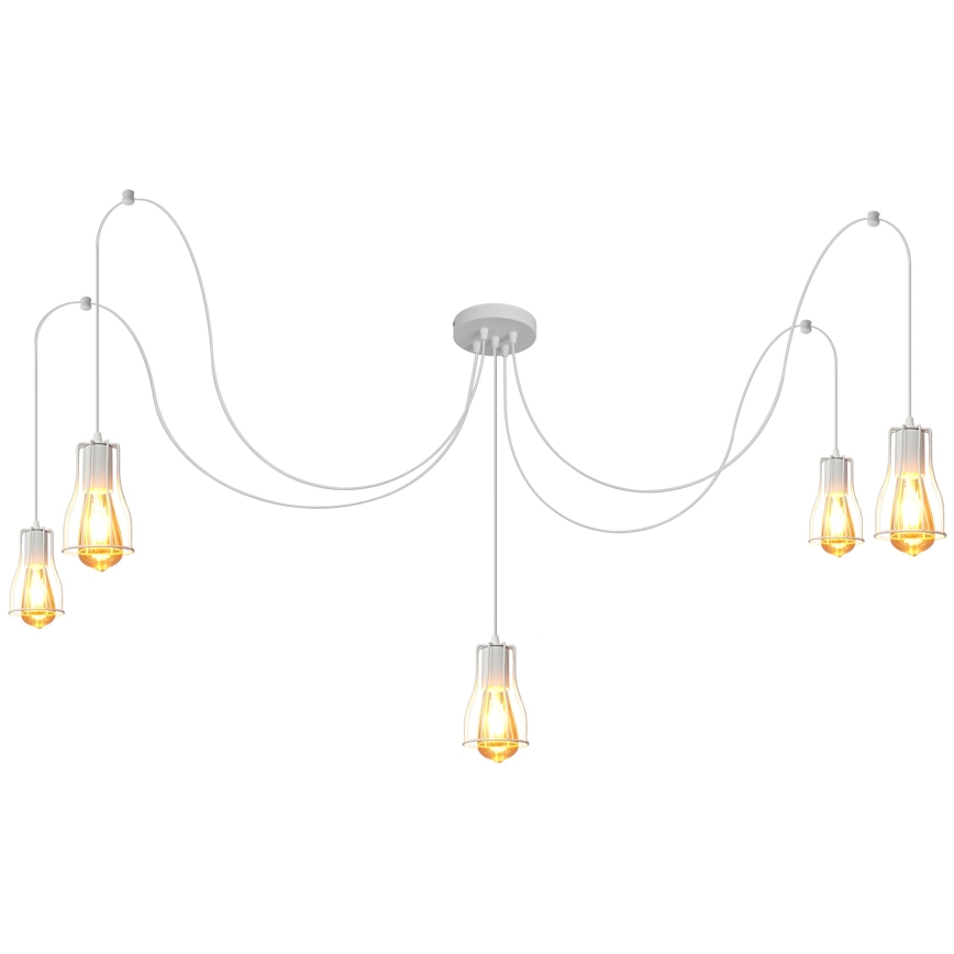 Candelabro suspenso TUBE LONG 5xE27/10W/230V branco