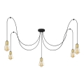 Candelabro suspenso TUBE LONG 5xE27/15W/230V preto/dourada